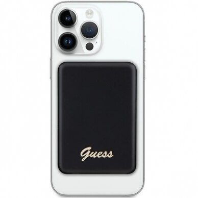 Išorinė Baterija Powerbank Guess MagSafe Metal Script Logo 15W 5000mAh Juodas KOW06B 1