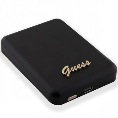 Išorinė Baterija Powerbank Guess MagSafe Metal Script Logo 15W 5000mAh Juodas KOW06B 3