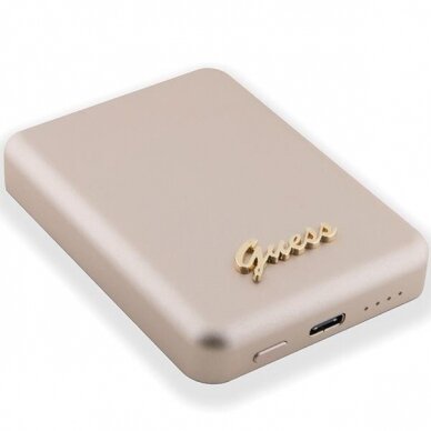 Išorinė Baterija Powerbank Guess MagSafe Metal Script Logo 5W 3000mAh Auksinė KOW06B 3