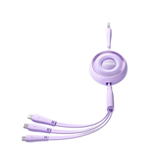 Joyroom S-A40 Colorful Series 3in1 retractable Kabelis USB-A to USB-C / Lightning / microUSB 1m - violetinis