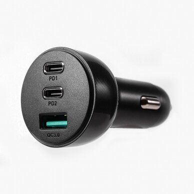 Joyroom car charger 70W with 3 ports: USB, 2 x USB C Juodas (JR-CL26) 6