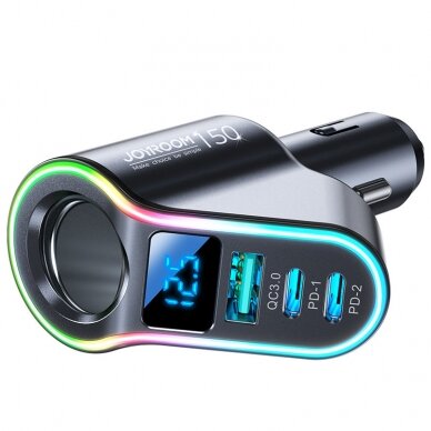 Joyroom fast car charger 4in1 USB-A QC3.0 / 2xUSB-C PD 150W Juodas (JR-CL21) 1