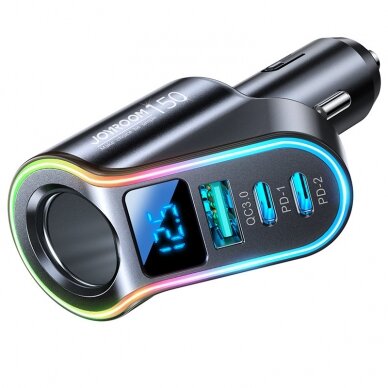 Joyroom fast car charger 4in1 USB-A QC3.0 / 2xUSB-C PD 150W Juodas (JR-CL21) 2