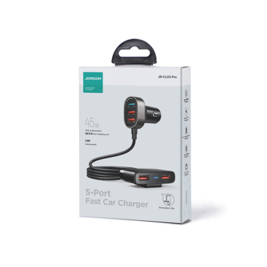 Joyroom fast car charger with extension cable 45W 5xUSB-A Juodas (JR-CL03 Pro) 4