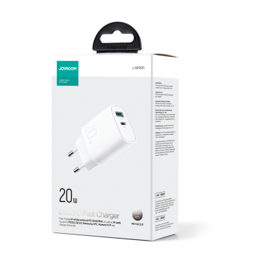 Joyroom fast charger USB-A QC3.0 / USB-C PD white (L-QP2011) 1