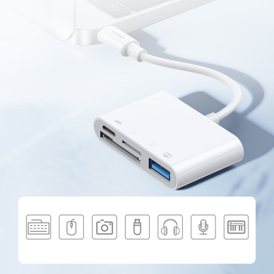 Joyroom HUB multifunctional OTG Lightning adapter - USB 3.2 Gen 1 (3.0, 3.1 Gen 1) / SD, TF / Lightning card reader white (S-H142 white) 2