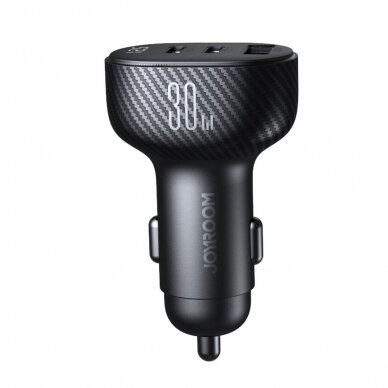 Joyroom JR-CCD04 30W 2x USB-C USB-A car charger with display - black 1