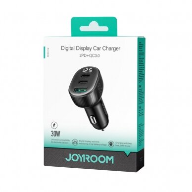 Joyroom JR-CCD04 30W 2x USB-C USB-A car charger with display - black 4