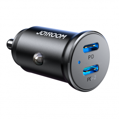 Joyroom JR-CCN06 30W 2x USB-C mini car charger metal - black