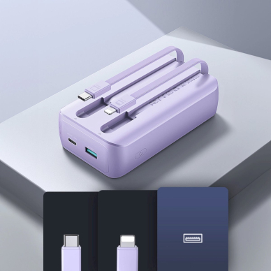 Joyroom JR-PBC07 20000mAh 30W mini power bankUSB-C Lightning Kabeliss - violetinis 6