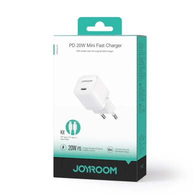 Joyroom JR-TCF02 USB-C PD 20W wall Įkroviklis  + USB-C Kabelis - baltas 1