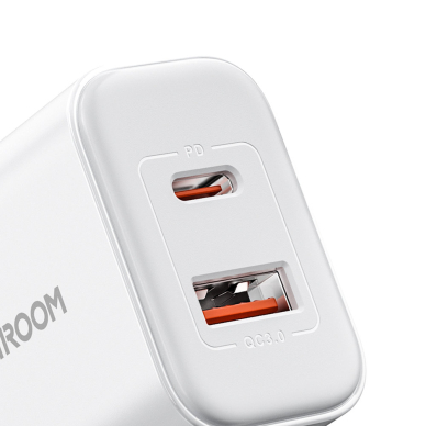 Joyroom JR-TCF05 20W USB-C / USB-A Fast Dual Port Wall Charger - White + USB-C - Lightning 1m 9