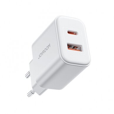 Joyroom JR-TCF05 20W USB-C / USB-A Fast Dual Port Wall Charger - White + USB-C - Lightning 1m