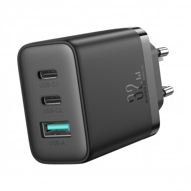 Joyroom JR-TCF10 fast charger 2x USB-C USB-A 32W - black 1