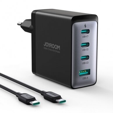 Joyroom JR-TCG04EU 100W GaN charger 3x USB-C USB-A + USB-C / USB-C cable 100W - black