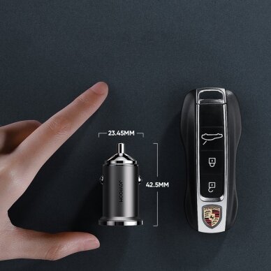 Joyroom mini Dviejų Prievadų USB Type C / USB 45 W 5 A Išmanus Greito Įkrovimo Automobilinis Įkroviklis 3.0 AFC SCP Pilkas (C-A35) 6