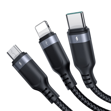 Joyroom Multi-Use Series 3-in-1 cable S-1T3018A18 Lightning USB-C micro USB 30 cm - black 2