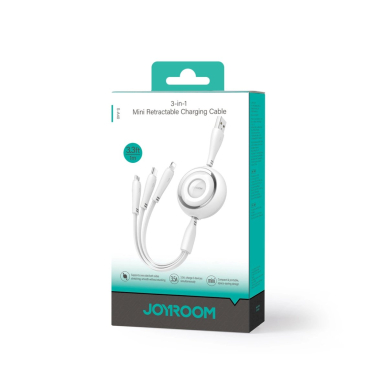 Joyroom S-A40 Colorful Series 3in1 retractable Kabelis USB-A to USB-C / Lightning / microUSB 1m - baltas 1