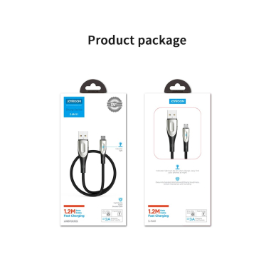Joyroom S-M411 3A 2m USB-A - micro USB Kabelischarging indicator - Juodas 11