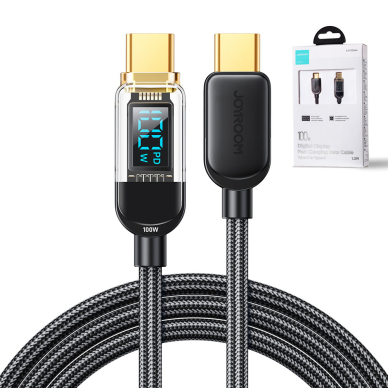 Joyroom USB C - USB C 100W cable for fast charging and data transfer 1.2 m Juodas (S-CC100A4) 3