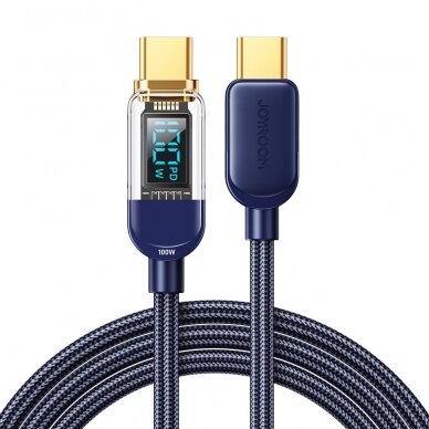 Joyroom USB C - USB C 100W cable for fast charging and data transfer 1.2 m Mėlynas (S-CC100A4)