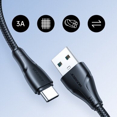 Joyroom USB - USB C 3A cable Surpass Series for fast charging and data transfer 1.2 m Juodas (S-UC027A11) 8