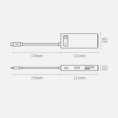 Jungčių Daugiklis Baseus Metal Gleam Series 7-in-1 multifunctional type-C HUB docking station HDMI TF cards PD Pilkas (WKWG020113) UGLX912 21