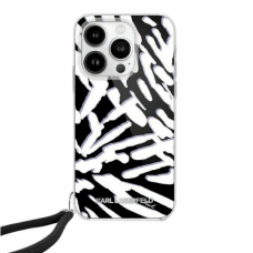 Karl Lagerfeld IML Zebra Pattern  Cord dėklas iPhone 15 Pro - Juodas