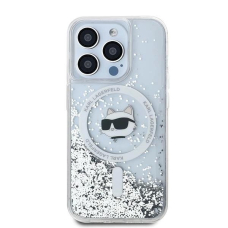 Karl Lagerfeld Liquid Glitter Choupette Head MagSafe dėklas iPhone 13 Pro / 13 - Permatomas