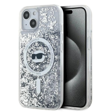 Karl Lagerfeld Liquid Glitter Choupette Head MagSafe dėklas iPhone 15 Plus / 14 Plus - Permatomas