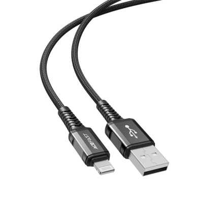 Kabelis Acefast MFI USB - Lightning 1.2m, 2.4A Juodas (C1-02) 1