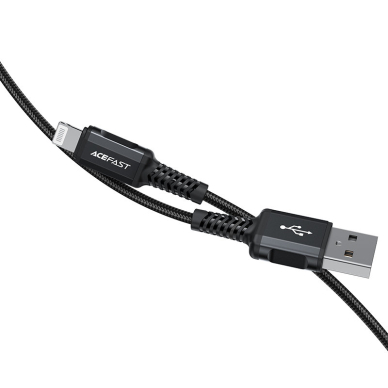 Kabelis Acefast MFI USB - Lightning 1,8m, 30W, 3A Juodas (C4-02 A) 3