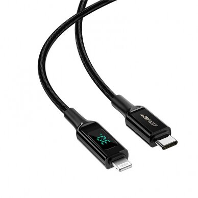 Kabelis Acefast MFI USB Type C - Lightning 1.2m, 30W, 3A Juodas (C6-01) 1