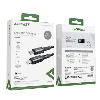 Kabelis Acefast MFI USB Type C - Lightning 1.2m Juodas (C1-01) 4