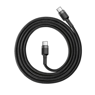 Kabelis Baseus Cafule Cable Durable Nylon Braided Wire Usb-C Pd / Usb-C Pd Pd2.0 60W 20V 3A Qc3.0 1M Juodas/pilkas  1