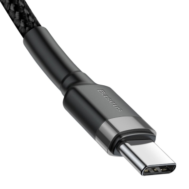 Kabelis Baseus Cafule Cable Durable Nylon Braided Wire Usb-C Pd / Usb-C Pd Pd2.0 60W 20V 3A Qc3.0 1M Juodas/pilkas  4