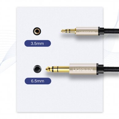 Kabelis Ugreen audio cable TRS mini jack 3.5mm - jack 6.35mm 2m Pilkas 7