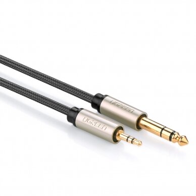 Kabelis Ugreen audio cable TRS mini jack 3.5mm - jack 6.35mm 2m Pilkas