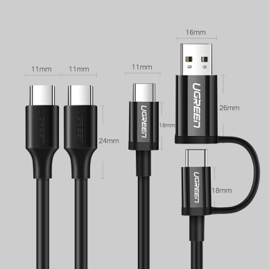 Kabelis Ugreen USB Type C 3A 0.5m Juodas (US286) 20