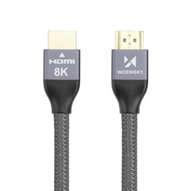 Kabelis Wozinsky HDMI 2.1 8K 60 Hz 48 Gbps / 4K 120 Hz / 2K 144 Hz 1m Pilkas (WHDMI-10)