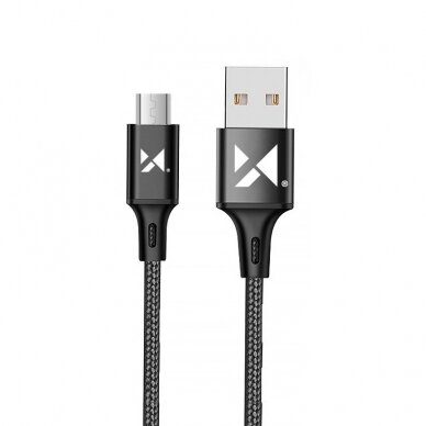 Kabelis Wozinsky USB - microUSB 2,4A 1m Juodas (WUC-M1B)