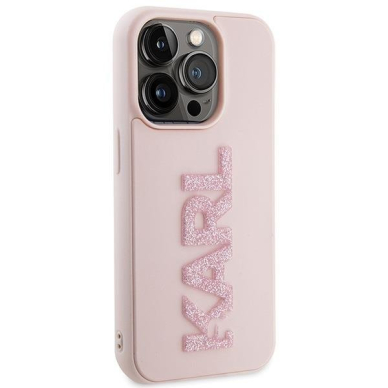 Karl Lagerfeld 3D Rubber Glitter Logo case for iPhone 15 Pro Max - pink 3