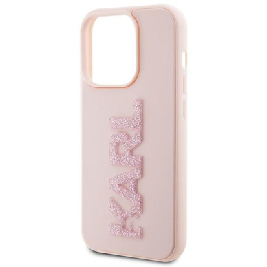 Karl Lagerfeld 3D Rubber Glitter Logo case for iPhone 15 Pro Max - pink 5