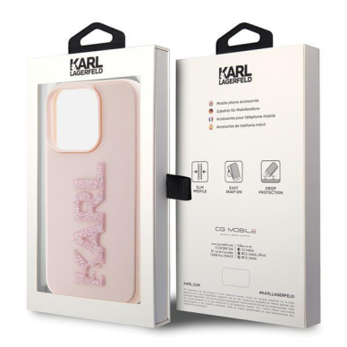 Karl Lagerfeld 3D Rubber Glitter Logo case for iPhone 15 Pro Max - pink 7