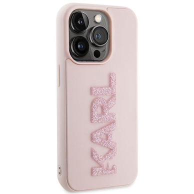 Karl Lagerfeld 3D Rubber Glitter Logo case for iPhone 15 Pro - pink 3