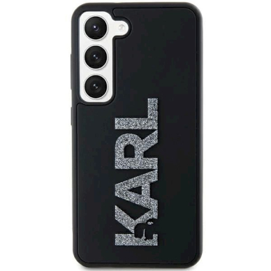 Karl Lagerfeld 3D Rubber Glitter Logo dėklas Samsung Galaxy S24 - Juodas 2