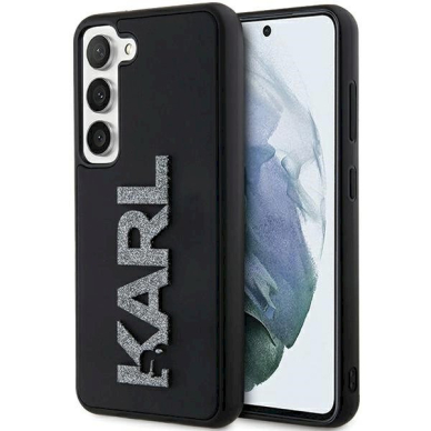 Karl Lagerfeld 3D Rubber Glitter Logo dėklas Samsung Galaxy S24 - Juodas