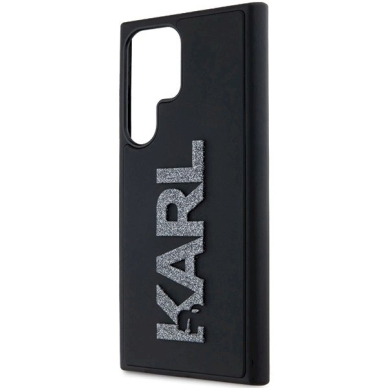 Karl Lagerfeld 3D Rubber Glitter Logo dėklas Samsung Galaxy S24 Ultra - Juodas 4