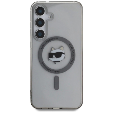 Karl Lagerfeld Button Choupette Head Printed Logo MagSafe Samsung Galaxy S25 Plus Dėklas Juodas 2