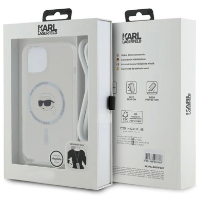 Karl Lagerfeld Crossbody IML Karl Head MagSafe dėklas iPhone 15 / 14 / 13 - Permatomas 6